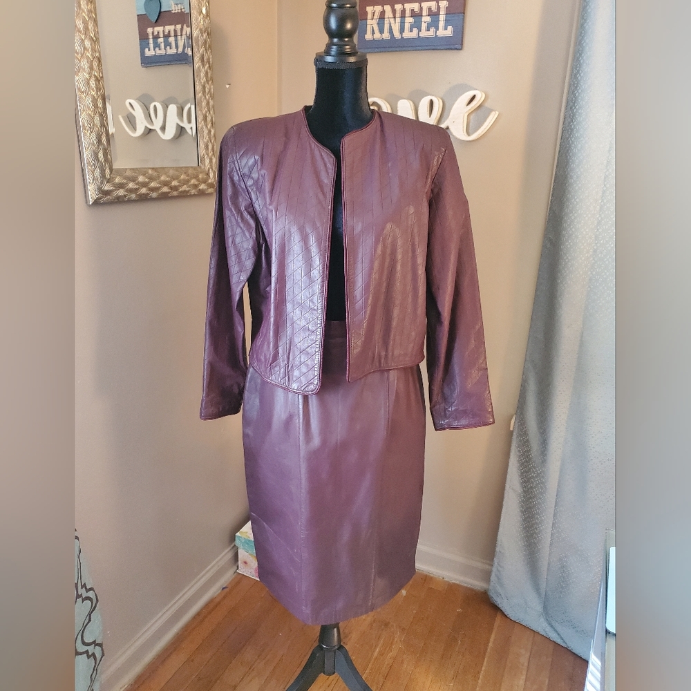 Evan Davies 2 piece leather skirt set